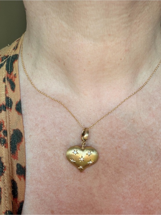 marie lichtenberg Jewelry - Marie Lichtenberg Gold Heart Pendant Charm with Star-Set Diamonds